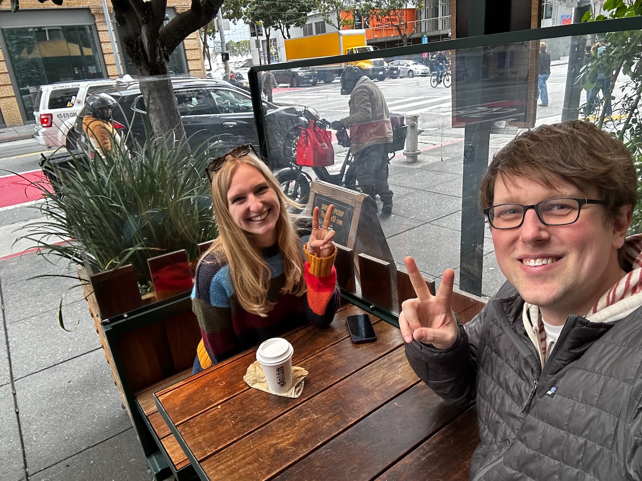 Meeting up for breakfast after the conference. Meeting up for breakfast after the conference.