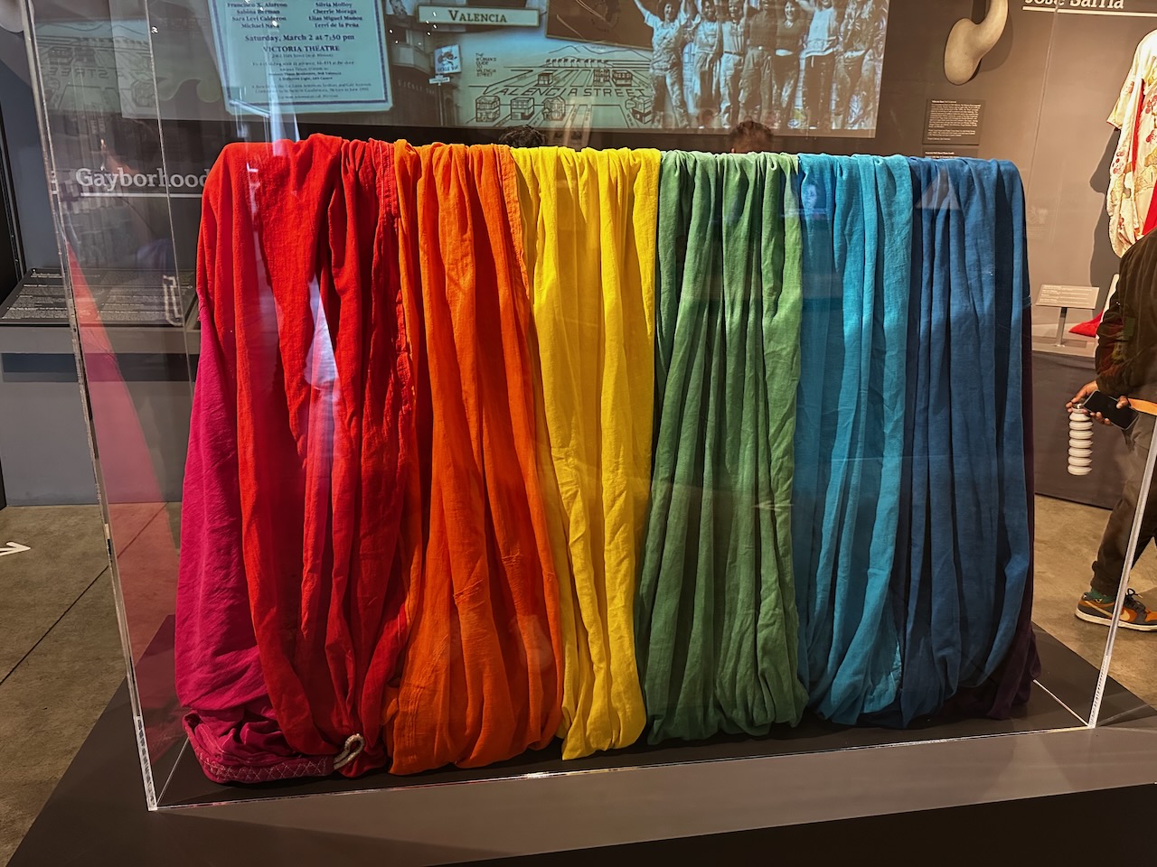 A final, quick stop at the GLBT history museum in the Castro to see the original pride flag. A final, quick stop at the GLBT history museum in the Castro to see the original pride flag.